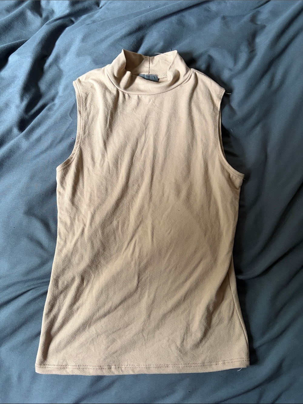 Olivia Rae Sleeveless Mock Neck Tank - Beige